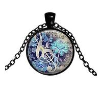 Collana con Ciondolo in Vetro Tondo Vintage da Donna Collana con Ciondolo in Maglia Stampata Coppia Catena Ragazza Gioielli da Donna Regalo Conveniente e Resistente Durable Design