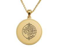 Collana con ciondolo inciso "Albero della Vita e della Morte", realizzata in argento sterling 925 placcato oro, con catena a maglia fine da 45 cm Gioielli fatti a mano per uomo e donna |LKD_EGP_00818