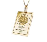 Collana con ciondolo inciso con il segno zodiacale Leone, realizzata in argento sterling 925 placcato oro, con catena a maglia fine da 45 cm. Gioielli fatti a mano per uomo e donna |LKD_EGP_00119