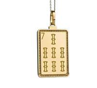 Collana con ciondolo inciso con sette tessere di bambù del Mahjong, realizzata in argento sterling 925 placcato oro con catena a maglia fine da 18 pollici, gioiello per uomo e donna |LKD_EGP_00448