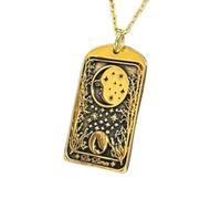 Collana con ciondolo La Luna in rilievo, realizzata in argento sterling 925 con placcatura in oro, catena a maglia fine da 45 cm, ciondolo rettangolare per gioielli unisex fatti a mano |LK_EMBO_00344
