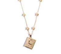 Collana con ciondolo Luna e Stelle, Collana “Sei la mia anima gemella”, Gioiello con ciondolo a forma di libro apribile per donna (Gold)