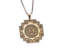 Collana con ciondolo Maha Durga Yantra in rilievo, realizzata in argento sterling 925 con placcatura in oro, catena a maglia fine da 45 cm, ciondolo a forma quadrata per gioielli unisex |LK_EMBO_00625