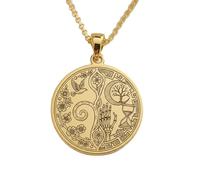 Collana con ciondolo Mandala della Vita e della Morte, realizzata in argento sterling 925 placcato oro, con catena a maglia fine da 45 cm. Gioielli fatti a mano per uomo e donna |LKD_EGP_00824