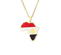 Collana Con Ciondolo Mappa Africa Gocciolante - Egitto Mappa Bandiera Fascino Catena Clavicola Coppia Etnica Patriottica Catena Maglione Gioielli Per Uomo E Donna Regalo Hip Hop,Oro,60Cm/23