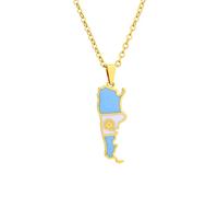 Collana con Ciondolo Mappa Argentina - Girocollo con Bandiera alla Moda Hip-Hop, Motivi Geometrici per Donne Uomini Adolescenti Regali di Gioielli per Feste di Compleanno, Giallo