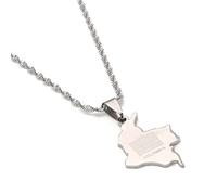 Collana Con Ciondolo Mappa - Colombia Mappa Bandiera Pendente Collane, Fascino Mappe Etniche Bandiera Maglia Collane, Mappa Patriottica Hip Hop Gioielli, Per Donne Uomo Party Regalo, Argento, 50Cm /