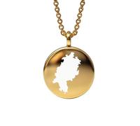 Collana con ciondolo mappa dell'Assia in argento sterling 925, ciondolo rotondo, gioiello per uomo e donna, cavo da 45 cm, souvenir di viaggio, regalo, gioiello minimalista con mappa |LKN_MAP_00525
