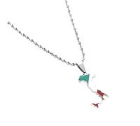 Collana Con Ciondolo Mappa - Italia Mappa Bandiera Pendente Collane, Fascino Mappe Etniche Bandiera Maglia Collane, Mappa Patriottica Hip Hop Gioielli, Per Donne Uomo Party Regalo, Argento, 50Cm / 1