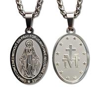 Collana con ciondolo medaglia Nostra Signora del Miracoloso 24" gioielli in...