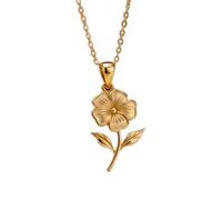 Collana con ciondolo minimalista 3D a forma di fiore in argento sterling 925, dalla forma elegante, con catena a maglia fine da 45 cm e ciondolo placcato oro. Un gioiello significativo |LKD_3DM_00199