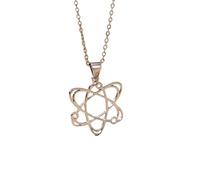 Collana con ciondolo minimalista a forma di atomo in argento sterling 925, dalla forma particolare, con catena a maglia da 45 cm e ciondolo placcato argento. Un gioiello significativo |LKD_3DM_00948