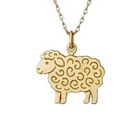 Collana con ciondolo minimalista a forma di pecora in argento sterling 925, dalla forma particolare, con catena a maglia da 45 cm e ciondolo placcato oro. Gioiello ricco di significato |LKD_3DM_00379