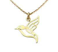 Collana con ciondolo minimalista a forma di rondine in argento sterling 925, dalla forma particolare, con catena a maglia da 45 cm e ciondolo placcato oro. Un gioiello significativo |LKD_3DM_00442