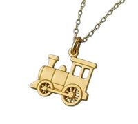Collana con ciondolo minimalista a forma di treno in argento sterling 925, dalla forma particolare, con catena a maglia da 45 cm e ciondolo placcato oro. Gioiello ricco di significato |LKD_3DM_00323
