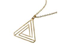 Collana con ciondolo minimalista a forma di triangolo paradossale in argento sterling 925 con catena a maglia fine da 45 cm e ciondolo placcato oro. Gioiello ricco di significato |LKD_3DM_00618