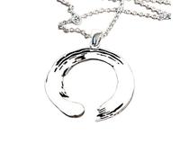 Collana con ciondolo minimalista Enso Circle in argento sterling 925 dalla forma particolare, con catena a maglia fine da 45 cm, ciondolo placcato argento, gioiello significativo |LKD_3DM_00550