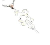 Collana con ciondolo minimalista in argento sterling 925 con simbolo sanscrito "Breathe" dalla forma elegante e catena a maglia da 45 cm placcata in argento, gioiello significativo |LKD_3DM_00577