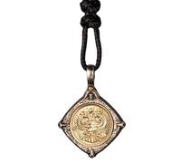 Collana con ciondolo moneta russa in argento sterling 925 bicolore collana con aquila a due teste per uomo donna cordino nero
