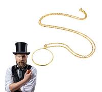 Collana con ciondolo monocolo per Halloween con lente d'ingrandimento per costume da gentiluomo, accessorio per travestimento da uomo anziano