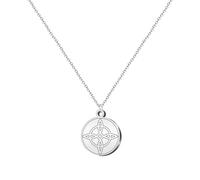 Collana con ciondolo nodo di strega in acciaio inox o filo + un braccialetto a 7 nodi (gratuito), nodo di strega doppia protezione, portafortuna, bigiotteria da donna., Mediano-largo, Acciaio