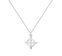 Collana con ciondolo nodo di strega in acciaio inox o filo + un braccialetto a 7 nodi (gratuito), nodo di strega doppia protezione, portafortuna, bigiotteria da donna., Mediano-largo, Acciaio