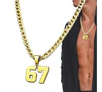 Collana Con Ciondolo Numero 67 | Collane A Catena 67 In Acciaio Inossidabile | Collana Con Ciondolo Divertente Sei Sette Meme |Collane Con Ciondol-o Personalizzate Six Seven, Regali Per Uomini E Donne