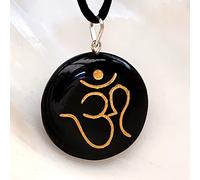 Collana con ciondolo Om Protezione con tormalina nera, pietra preziosa...