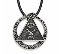Collana con ciondolo Ouroboros Sigillo di Satana che tutto vede occhio...