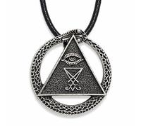 Collana con ciondolo Ouroboros Sigillo di Satana che tutto vede occhio angelo...
