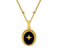 Collana con ciondolo ovale a forma di stella a otto punte vintage, gioiello gotico alla moda per l'uso quotidiano