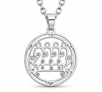 Collana con Ciondolo Paimon Acciaio Sigillo di Goetia Demone Re...