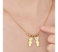 Collana con ciondolo per bambini in acciaio inossidabile per ragazzi e ragazze per donne, bambini, collana a catena con perline, regali di gioielli per compleanno di famiglia fai da te