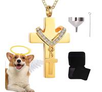 Collana con ciondolo per ceneri commemorative, con ciondolo a forma di croce, urna per cremazione, per commemorare viaggi, casa, ricordo, Metallo, Vedi descrizione