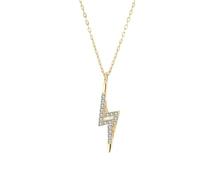 Collana con ciondolo per donna, elegante collana con ciondolo a forma di fulmine in argento sterling 925 minimalista con zirconi, per donne alla moda, gioielli raffinati, regalo hip hop