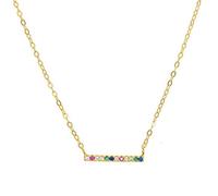 Collana con ciondolo per donna, elegante collana geometrica semplice con barra arcobaleno in argento sterling 925 e zirconi cubici, grazioso gioiello minimalista in vermeil