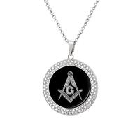 Collana con ciondolo personalizzato da donna con segno della massoneria, collana con diamanti rotondi, regalo per uomini di compleanno, Misura unica, Metallo