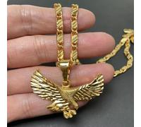 Collana con Ciondolo Placcato Oro 24K Aquila Reale 50CM/60CM Catene Gioielli di Moda