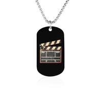 Collana con ciondolo regolabile in acciaio al titanio con clapper cinema, gioiello per donne e uomini, idea regalo