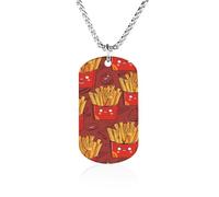 Collana con ciondolo regolabile in acciaio al titanio con patatine fritte e patatine fritte, idea regalo per donne e uomini