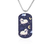 Collana con ciondolo regolabile in acciaio al titanio con stelle e pecore con cielo notturno, regalo per donne e uomini