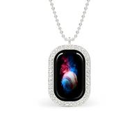 Collana con ciondolo rettangolare a forma di baseball con fumo rosso blu e argento, gioielli da donna in lega portachiavi