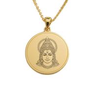 Collana con ciondolo rotondo con incisione del Signore Vishnu, realizzata in argento sterling 925 placcato oro, con catena a maglia fine da 45 cm. Gioielli fatti a mano per uomo e donna |LKD_EGP_00726