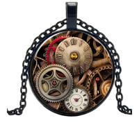 Collana con ciondolo rotondo convesso in metallo Punk Gear Dial creativo Time Glass, (Italiano)