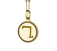 Collana con ciondolo rotondo da 28 mm in argento sterling 925 con incisione dell'alfabeto ebraico Y e Yod, placcato oro, per uomo e donna, con cavo da 45 cm, gioiello fatto a mano |LK_ENGP_0386