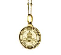 Collana con ciondolo rotondo da 28 mm in argento sterling 925 con testa di drago e segno zodiacale inciso, placcato oro, per uomo e donna, con cavo da 45 cm, gioiello fatto a mano |LK_ENGP_0475