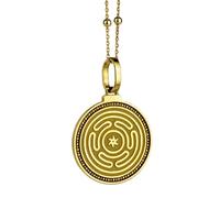 Collana con ciondolo rotondo da 28 mm in argento sterling 925 con testa di leone e segno zodiacale Leone inciso, placcato oro, per uomo e donna, con cavo da 45 cm, gioiello fatto a mano |LK_ENGP_0063