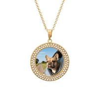 Collana con ciondolo rotondo da donna con ciondolo a forma di cucciolo di Boston Terrier, con catena regolabile da 40 cm, con chiusura a moschettone, regalo commemorativo personalizzato per amicizia