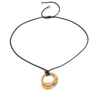 Collana con ciondolo rotondo e cavo irregolare alla moda in corda di cera for donna, in acciaio inossidabile, 1 pezzo