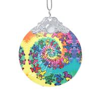 Collana con ciondolo rotondo in vetro a forma di orsetto del Ringraziamento, ideale per casa, giardino, feste, Natale, decorazioni